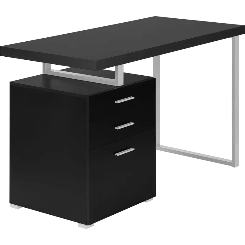 48-Inch Black And Silver Desk – Metallic Accent Office Table 1