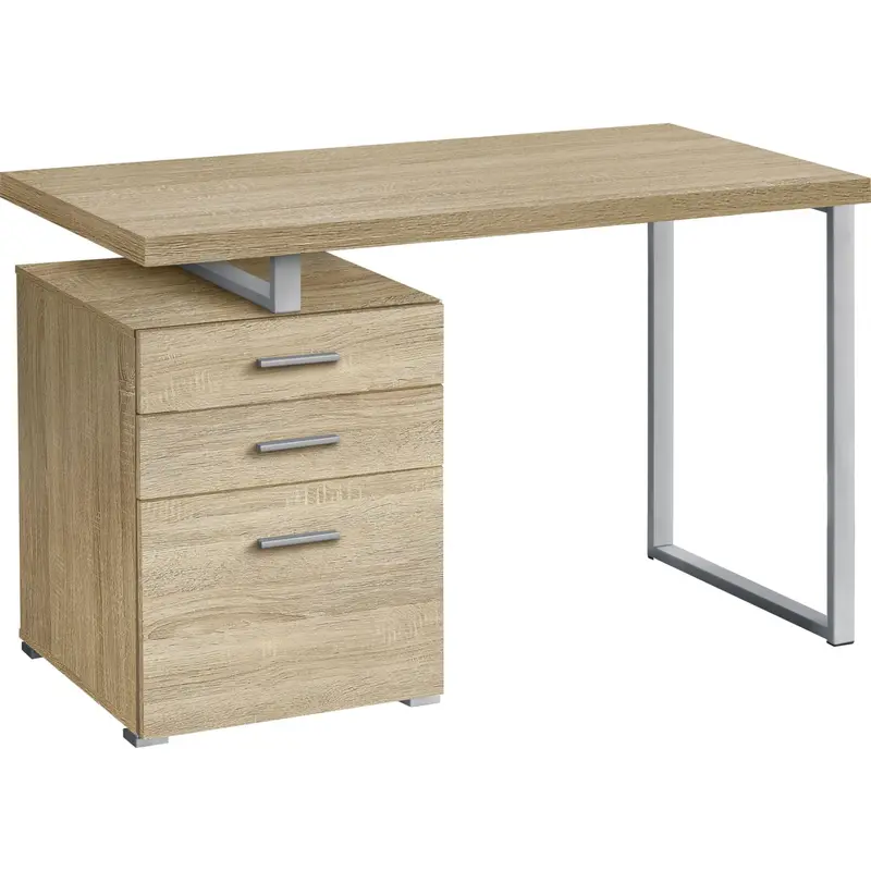 48-Inch Dual-Tone Desk – Natural Wood Top With Silver Metal Frame 1