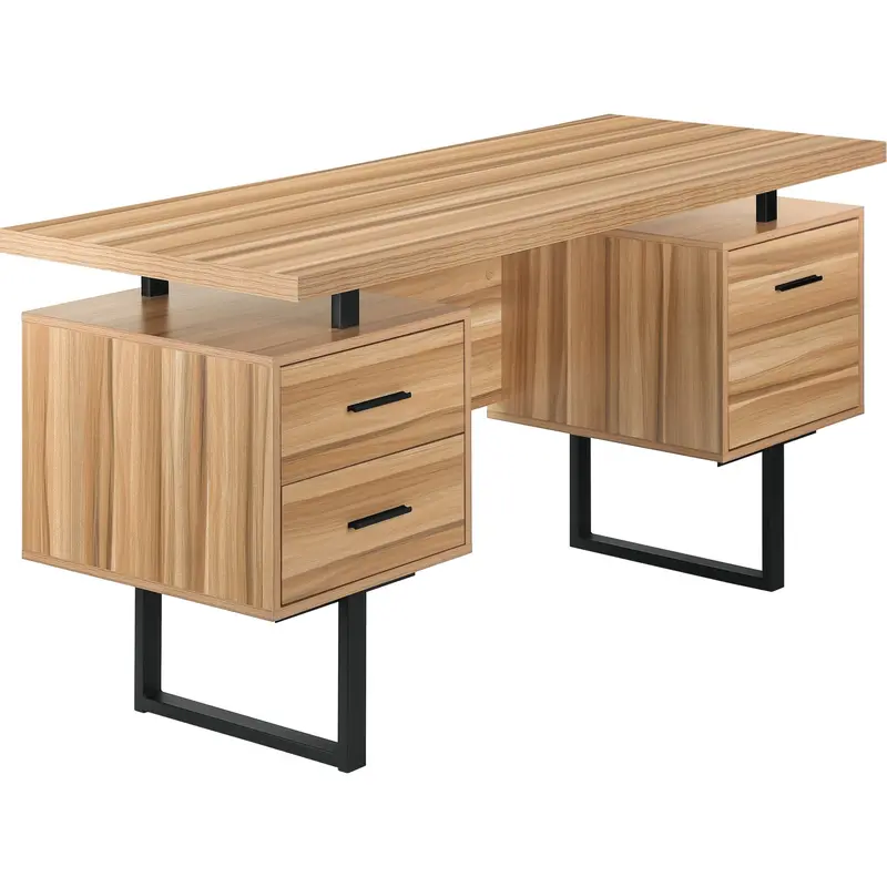 60-Inch Light Brown Wood Desk – Modern Home Office Workstation 1