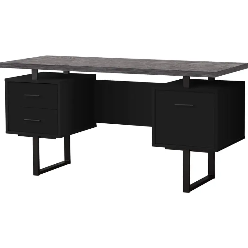 60-Inch Modern Desk – Grey And Black Dual-Tone Design 1
