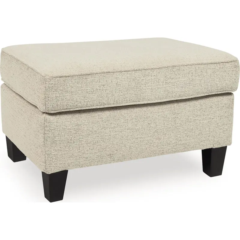 Abinger Upholstered Ottoman In Natural Linen Fabric 1