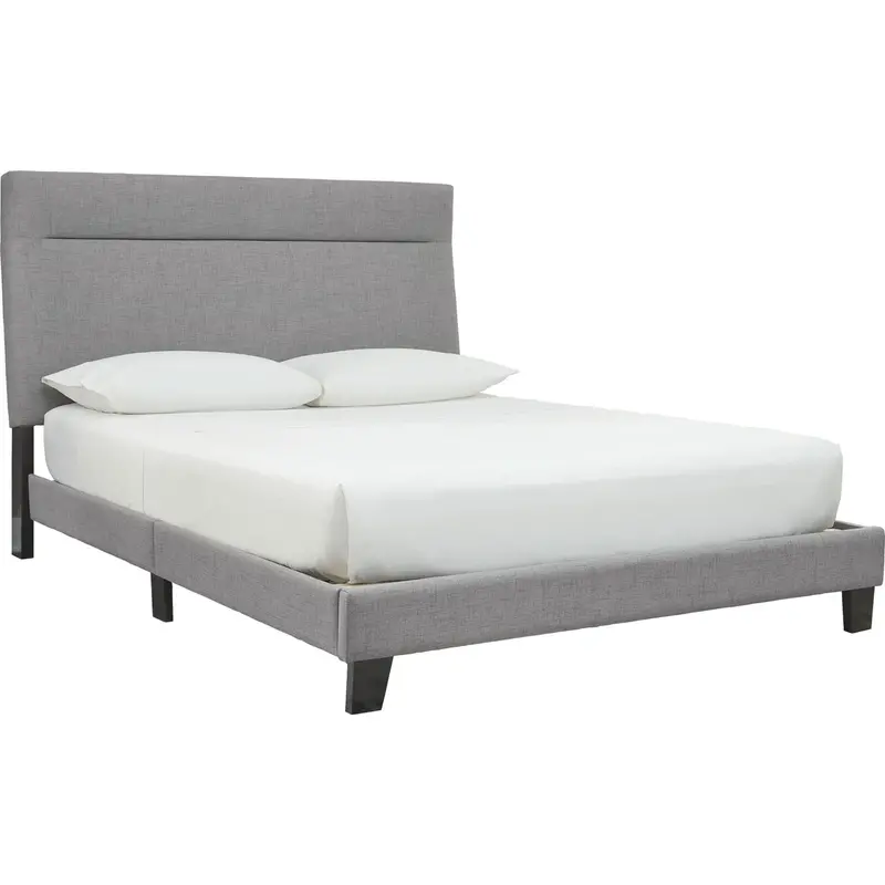 Adelloni Upholstered King Bed Frame In Soft Gray Fabric 1