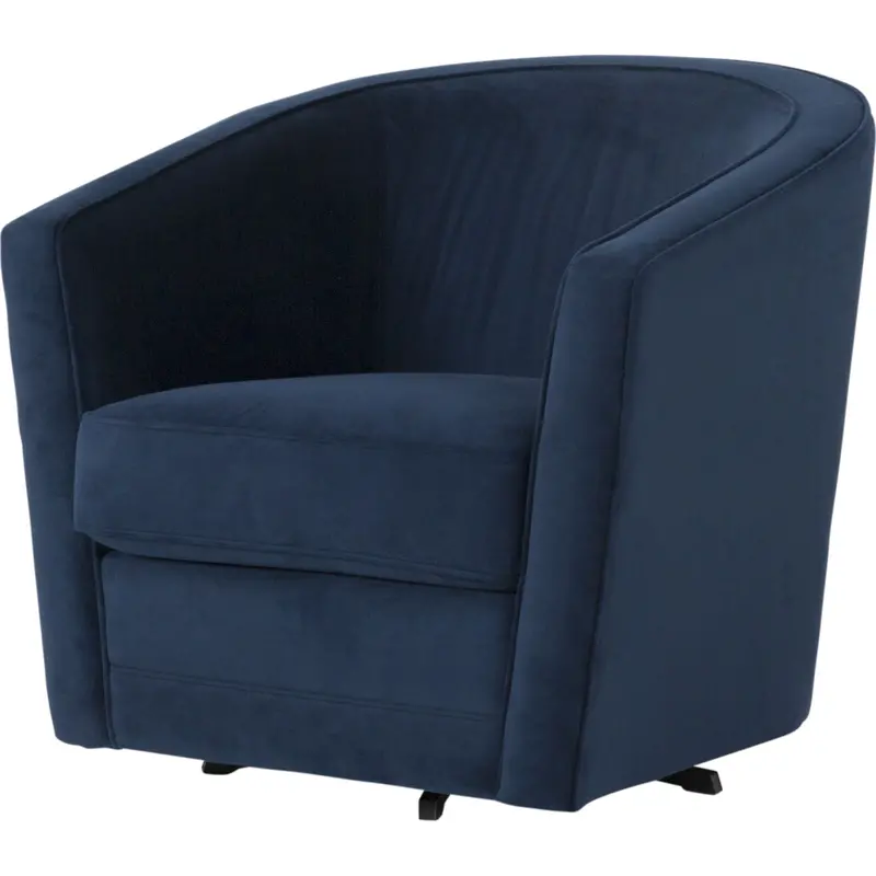 Alice Swivel Accent Chair – Navy Blue Upholstery 1