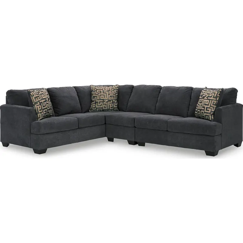 Ambrielle Gunmetal Sectional Sofa – 3-Piece Sleek Configuration 1