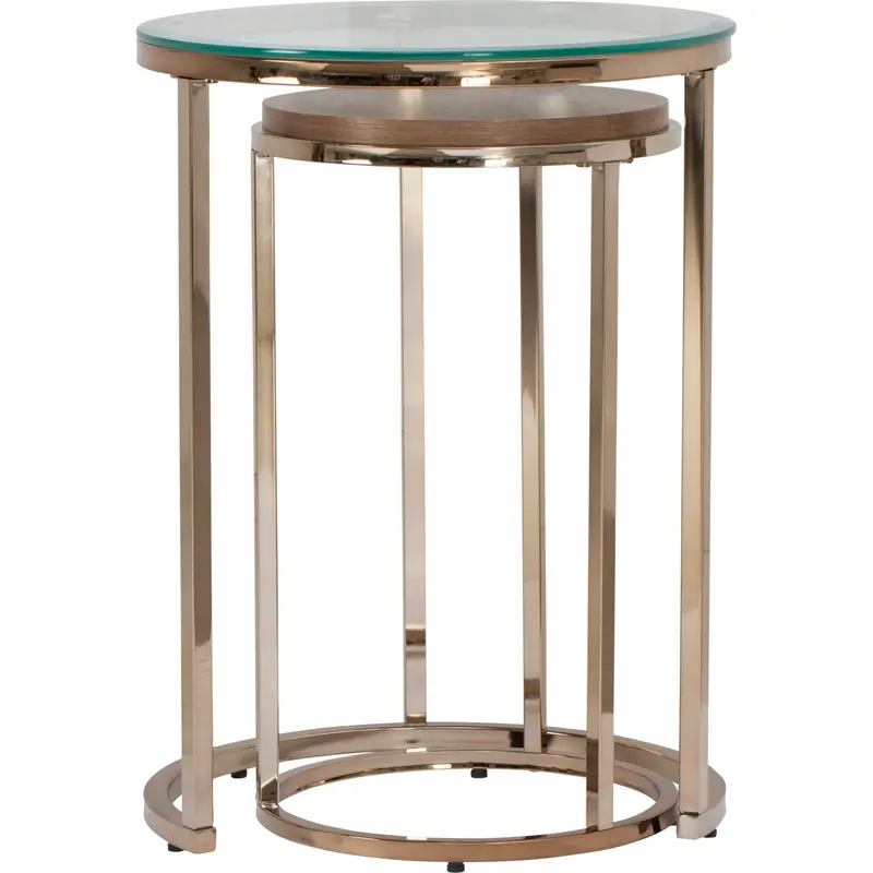 Amy Nesting End Tables – Matching Champagne-Finish Side Tables 1