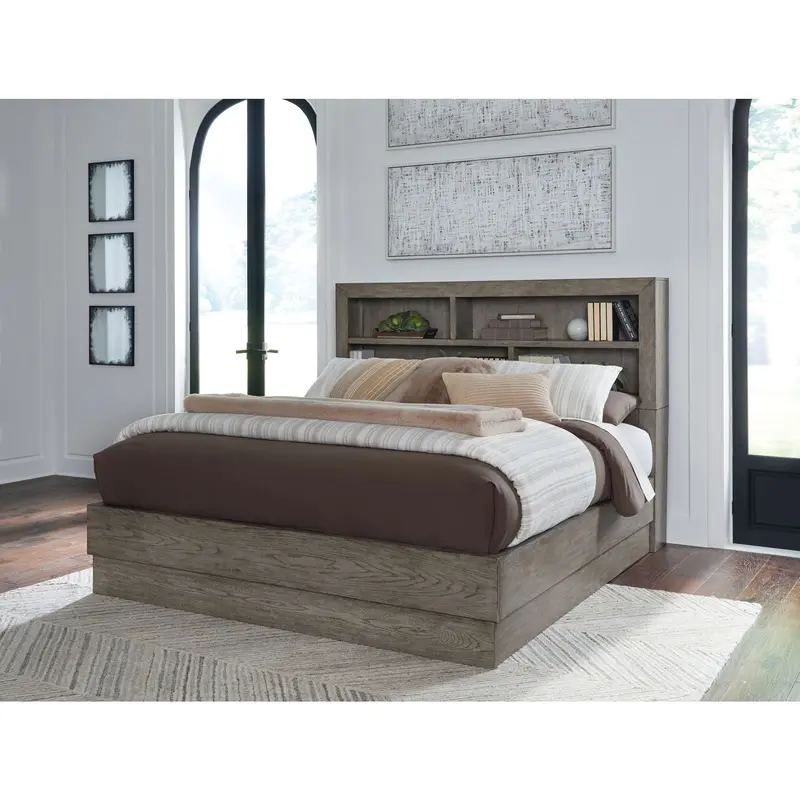 Anibecca Weathered Gray Platform Bed 1