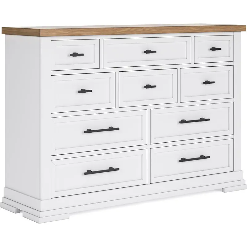 Ashbryn 7-Drawer Dresser – Two-Tone White And Natural Wood Design 1