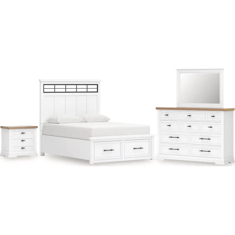 Ashbryn White And Natural 6-Piece King Storage Bedroom Suite 1