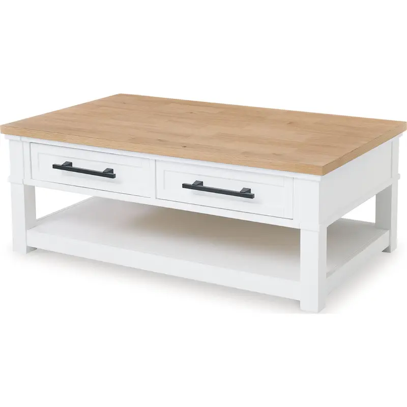 Ashbryn White And Natural Wood Coffee Table 1