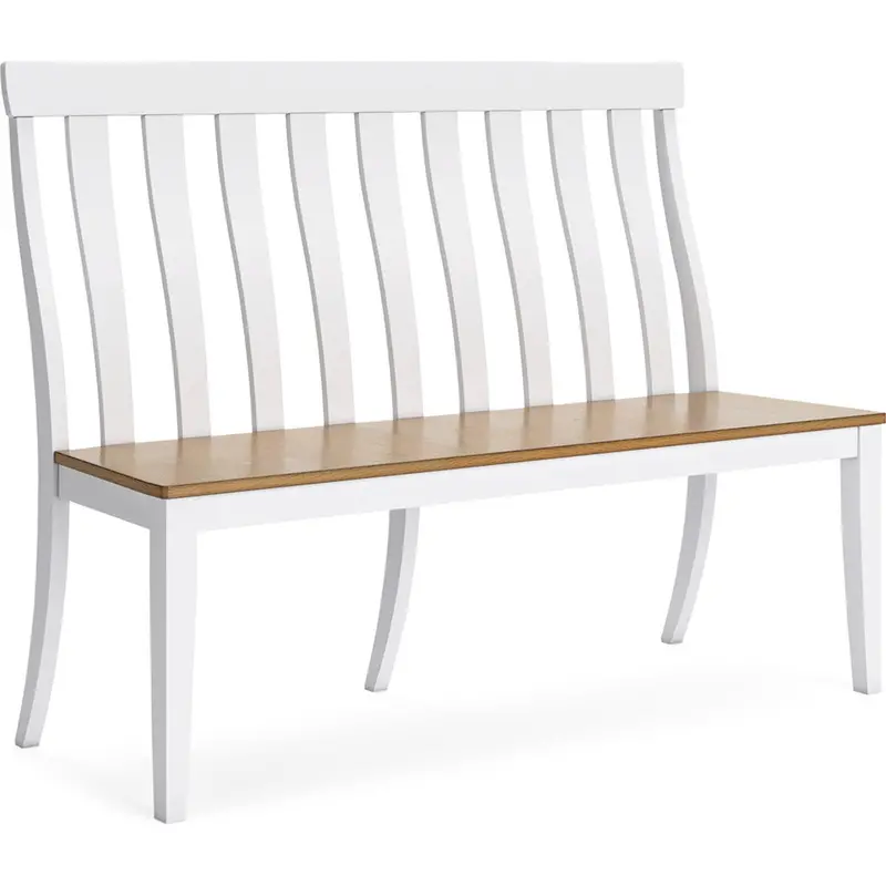 Ashbryn White And Natural Wood Dining Bench 1