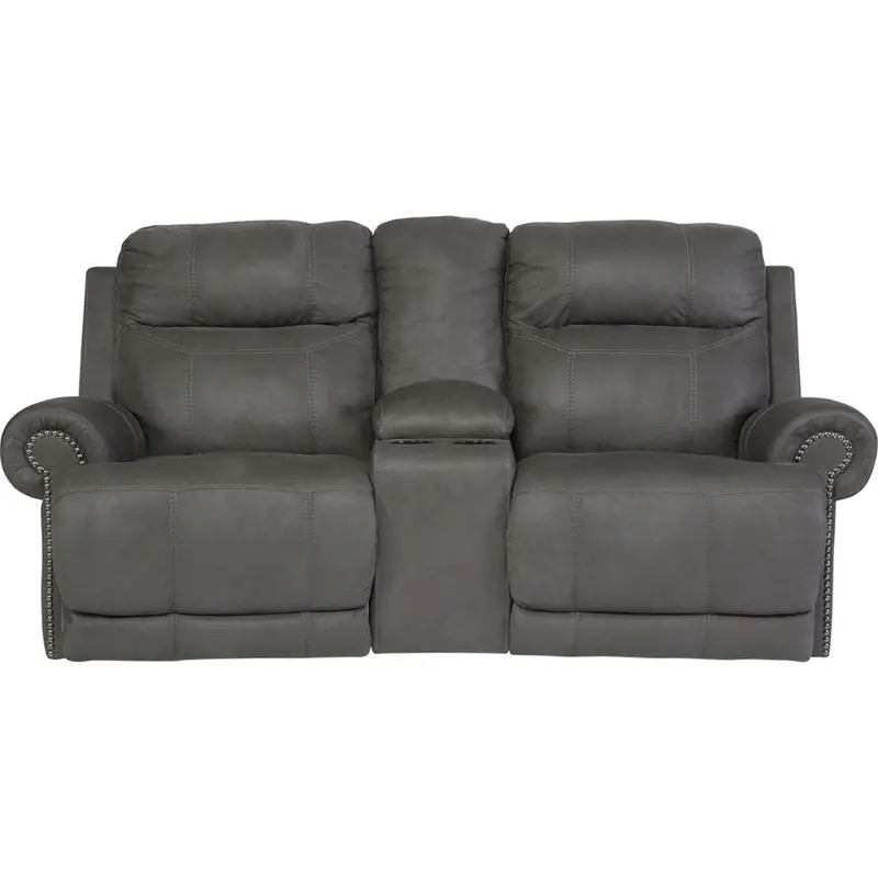 Austere Gray Reclining Loveseat With Center Console 1