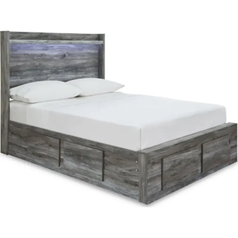 Baystorm Full-Size Storage Bed – Gray Upholstered Platform With Built-In Drawers 1
