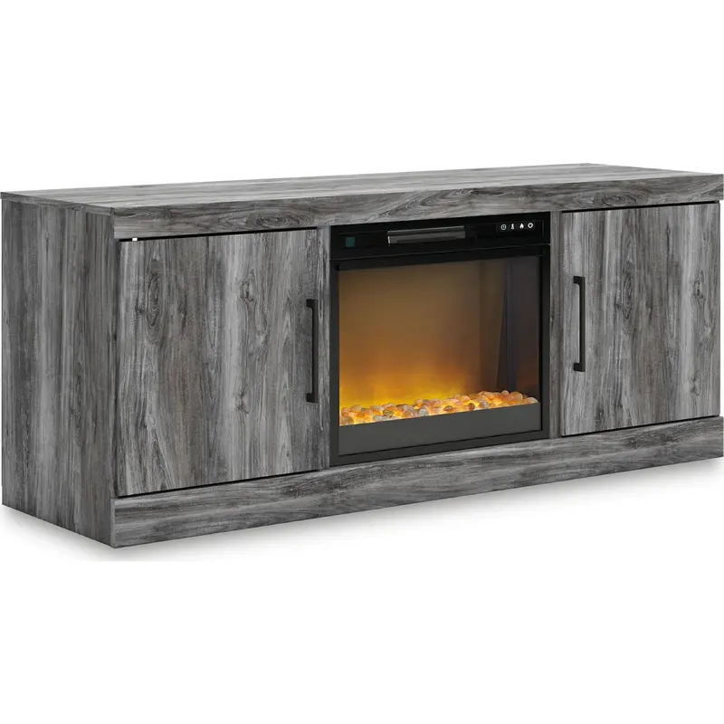 Baystorm Gray Tv Console With Built-In Electric Fireplace 1