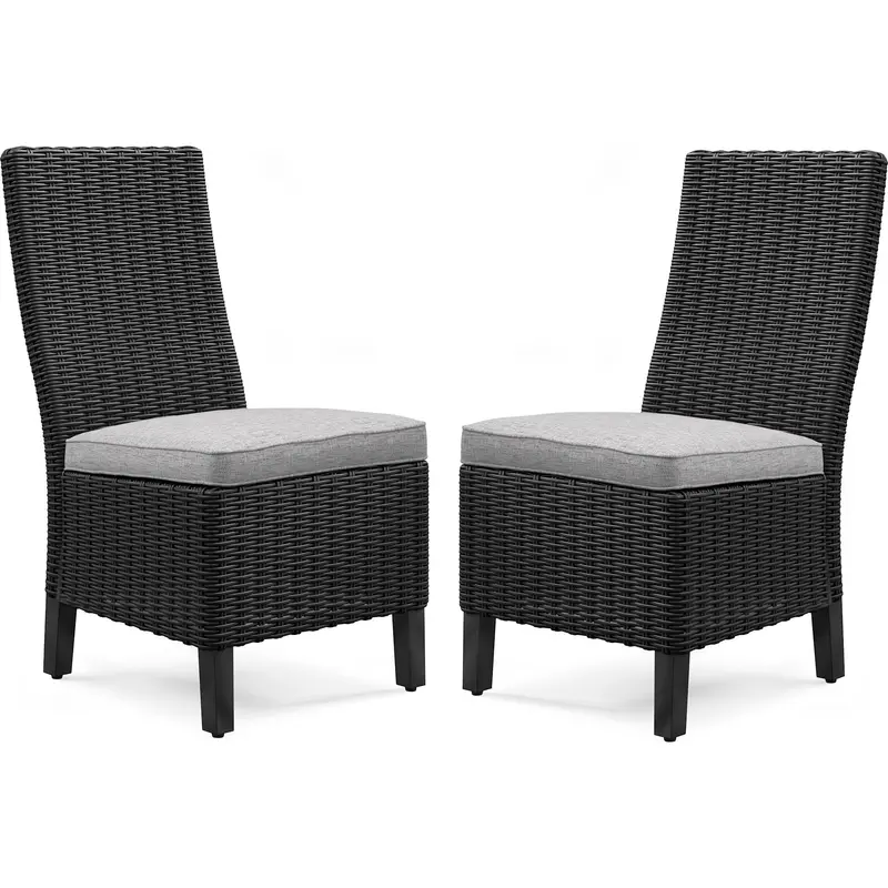 Beachcroft Black And Light Gray Outdoor Chairs With Cushions (2-Pack) 1