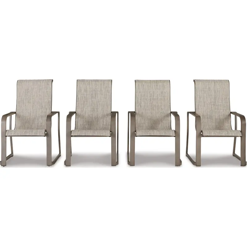Beachfront All-Weather Sling Arm Chairs – Set Of 4 In Beige 1