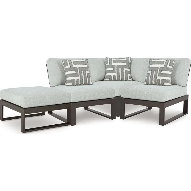 Beachloft Black And Gray Outdoor Sectional (4-Piece) 1