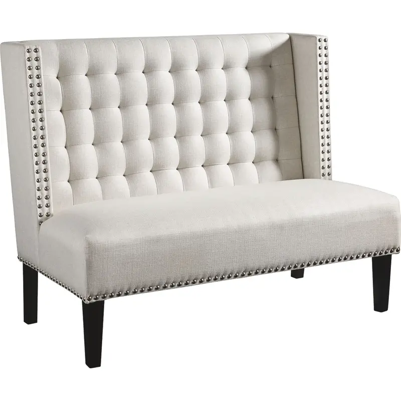 Beauland Upholstered Bench – Ivory Linen-Look Fabric 1