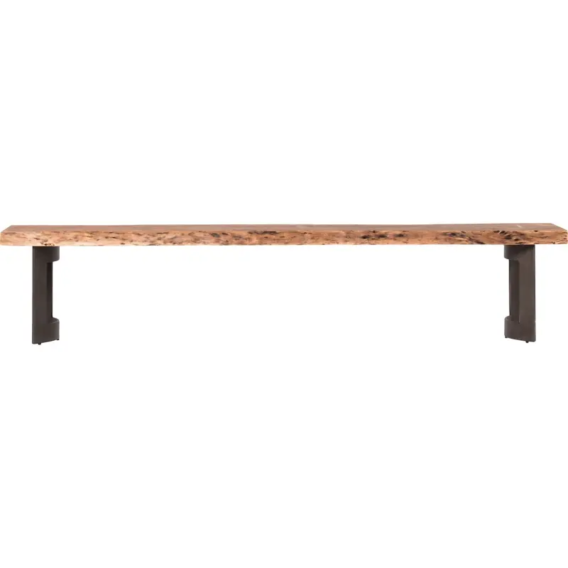 Bent Smoked Wood Dining Bench – Rustic Modern Seating (Model 1564561K) 1