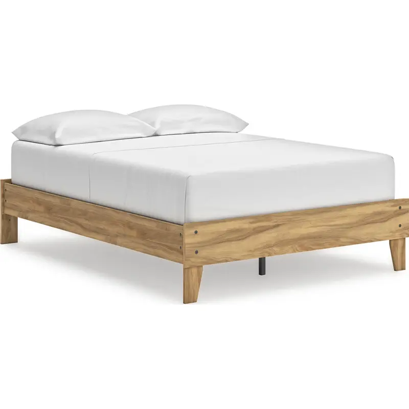 Bermacy Light Brown Full Platform Bed Frame 1