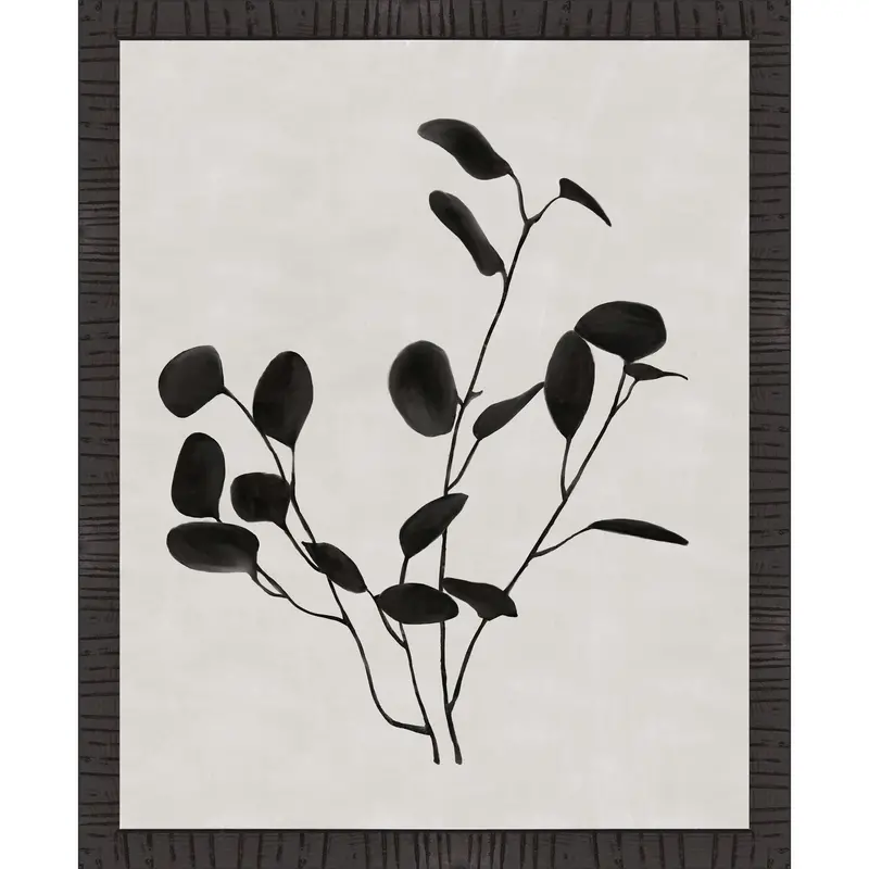 Black Botanical Print Wall Art – 17" X 22" Framed Decor 1