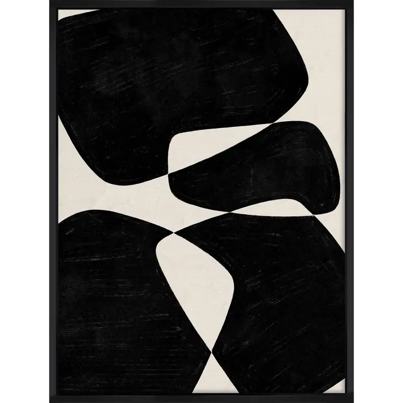 Black Shapes Ii Large Abstract Wall Art – 32" X 42" Contemporary Canvas 1