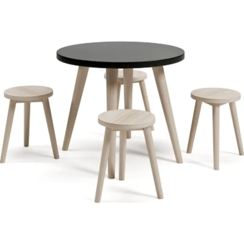 Blariden Kids’ Table And Chair Set – Black And Natural Wood Finish 1