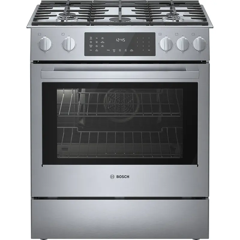 Bosch Hdi8056C 30" Stainless Steel Dual-Fuel Slide-In Range – 800 Series 1
