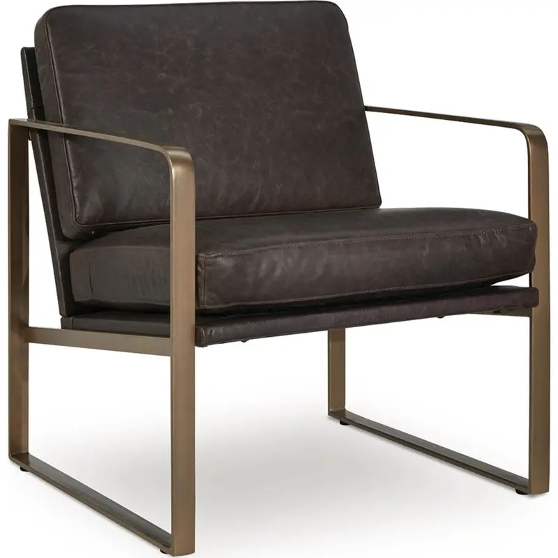 Bradett Dark Brown Velvet Accent Chair With Gold-Tone Legs 1