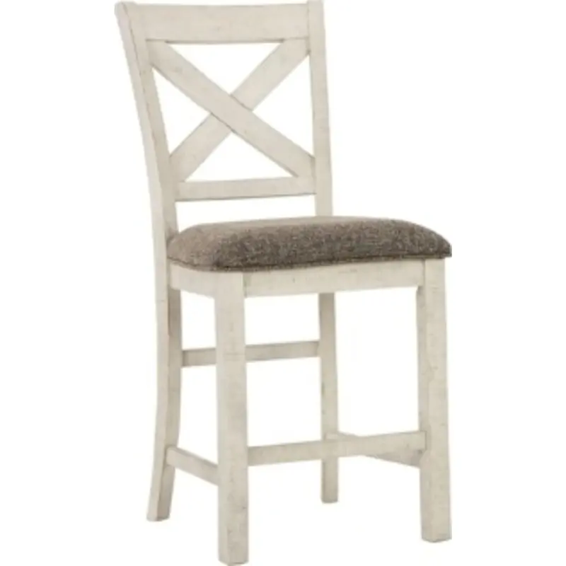 Brewgan Two-Tone Counter Height Stool D784-124 – Metal & Wood Bar Seating 1