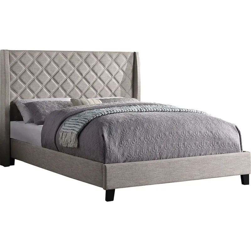 Briar Beige Platform Bed – Low-Profile Upholstered Frame 1