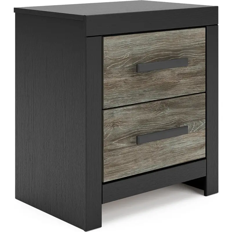 Broachmyn Black-And-Gray Nightstand With Usb Charging Port And Drawer 1
