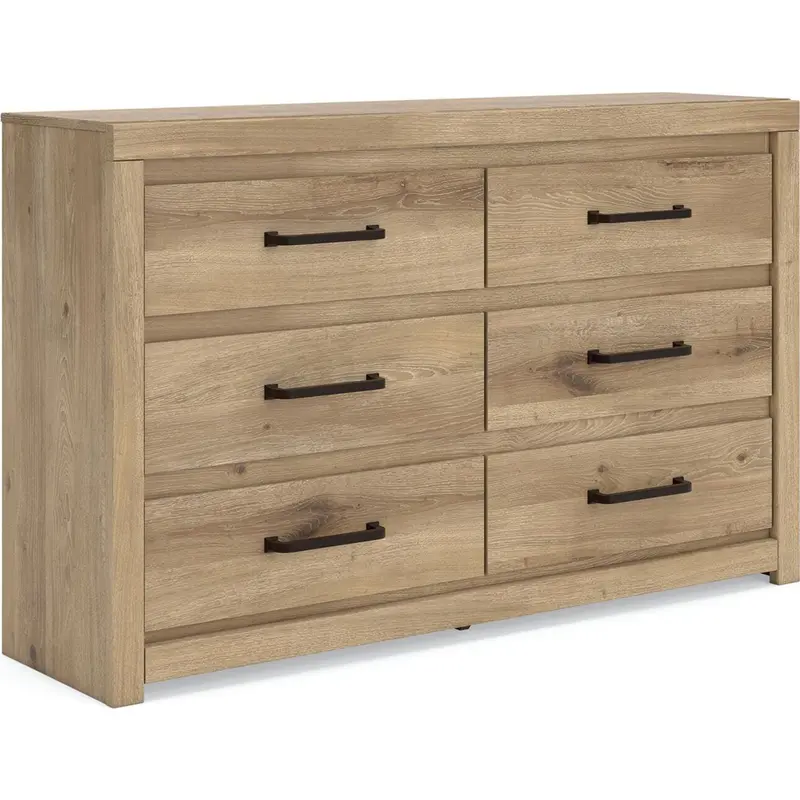 Brozmont Tan Wooden Dresser With Soft-Close Drawers 1