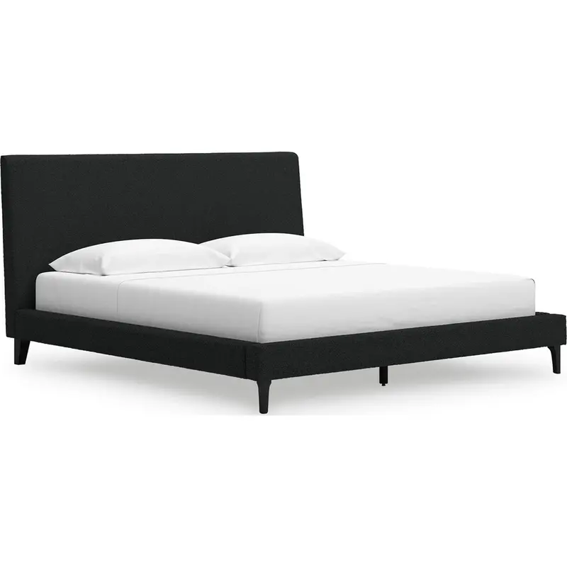 Cadmori King-Size Upholstered Bed Frame – Sleek Black Fabric Platform Design 1