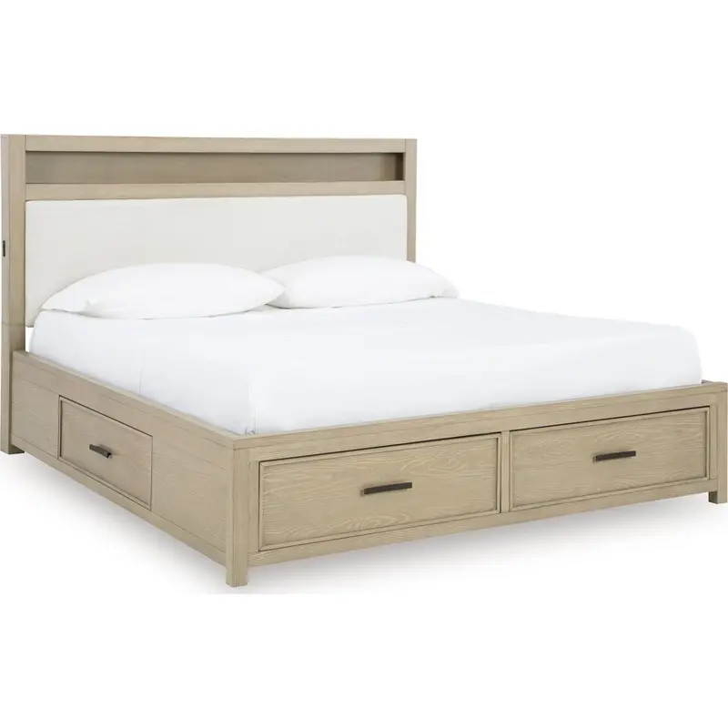 Calmoro King-Size Bookcase Bed With Integrated Storage – Gray Finish 1
