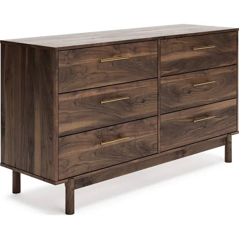 Calverson 6-Drawer Dresser – Mocha Brown Woodgrain Finish 1