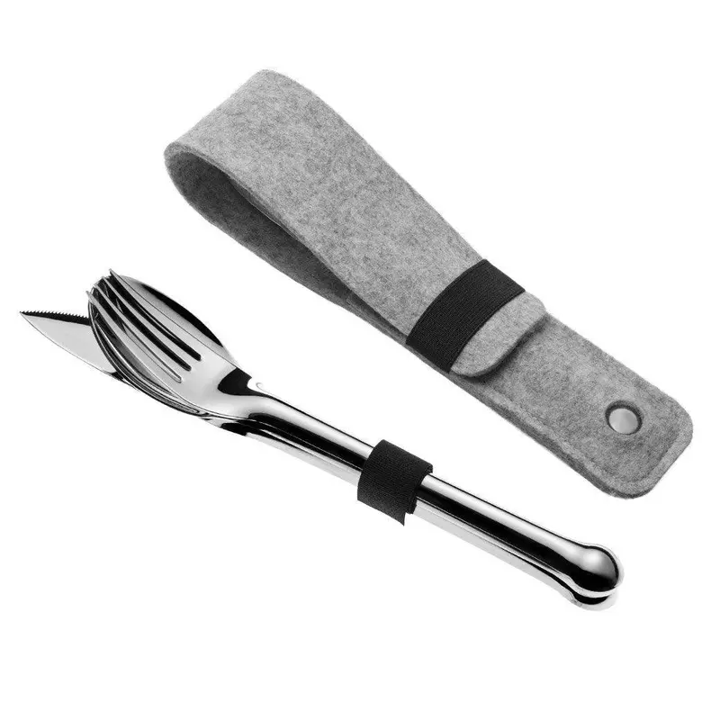 Carl Mertens 3-Tool 4-Piece Travel Flatware Set With Carry Pouch 1