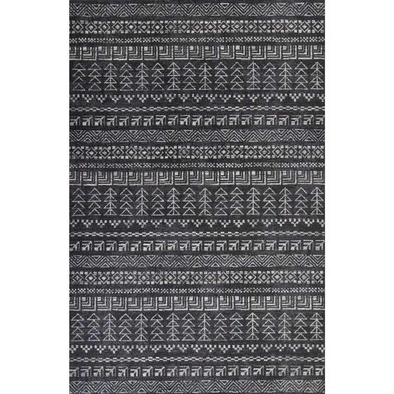 Carmen Charcoal Tulum Patterned Area Rug 1