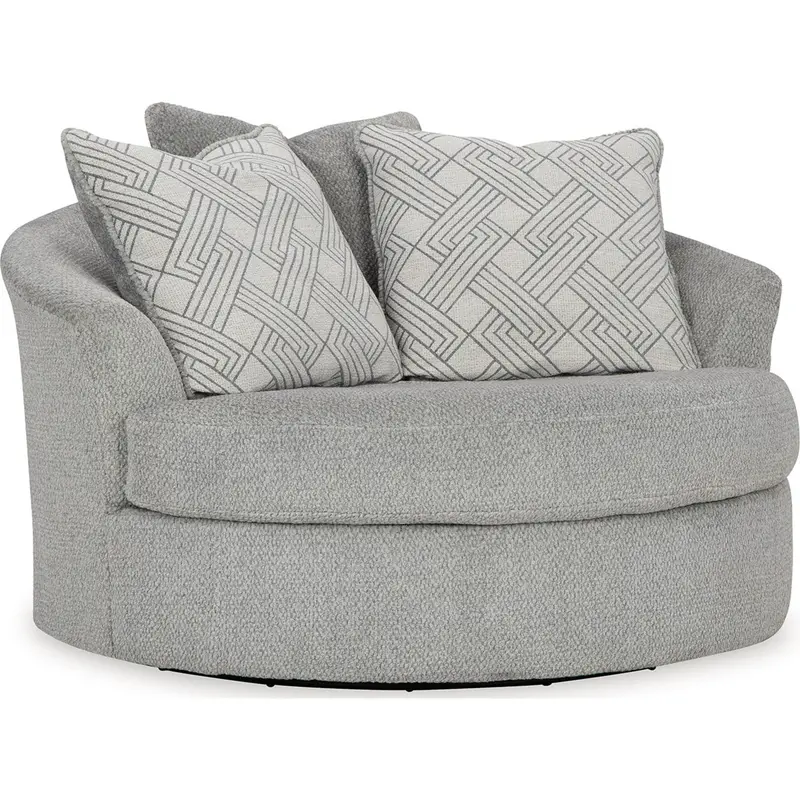 Casselbury Cement-Color Swivel Accent Chair 1