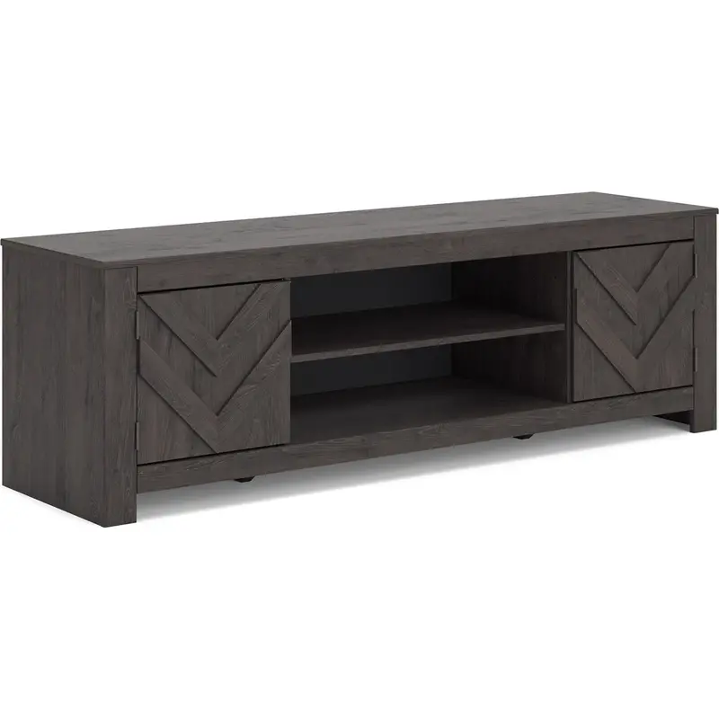 Cayboni Sleek Black Tv Stand With Adjustable Shelves 1