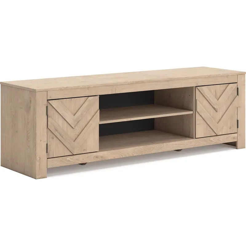 Cayboni Tan-Finished Tv Stand For Living Room Media Setup 1