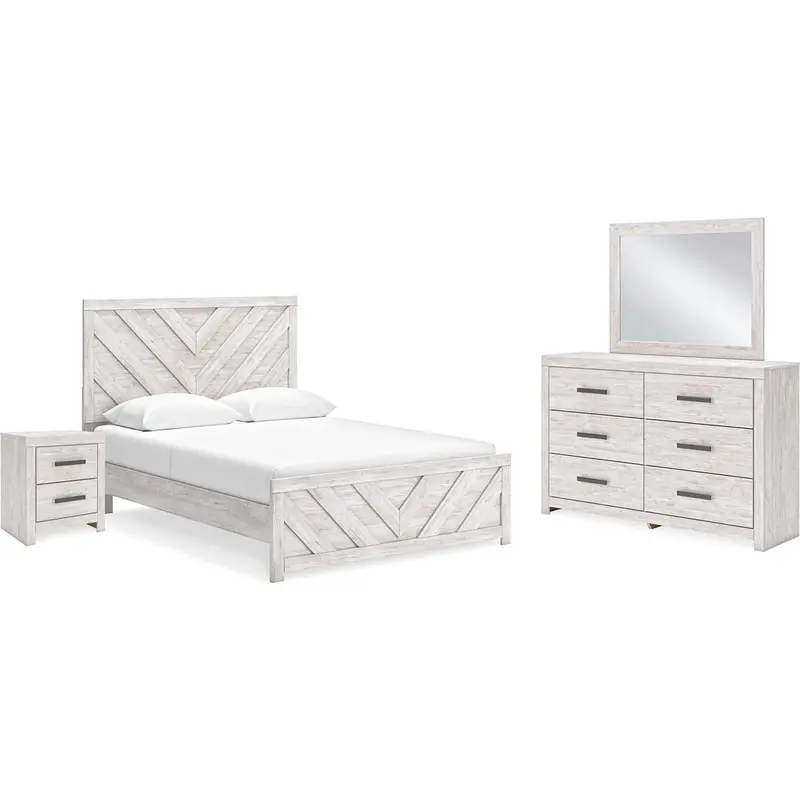 Cayboni Whitewash 6-Piece Queen Panel Bedroom Set 1