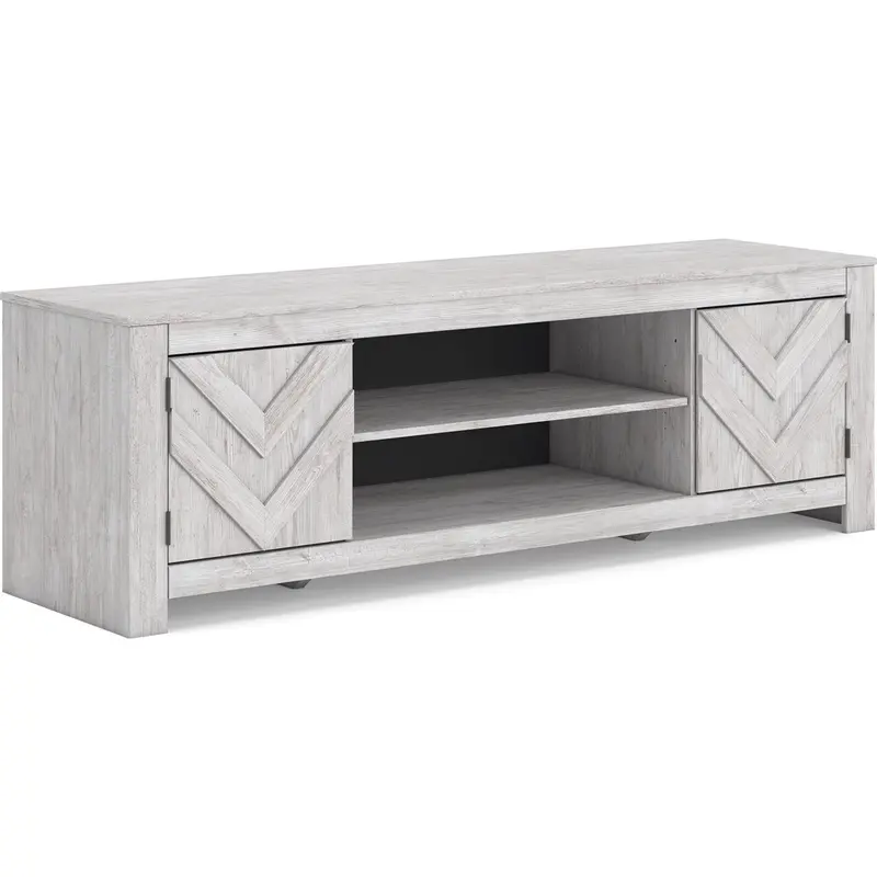 Cayboni Whitewashed Wood Tv Stand With Open Shelving 1