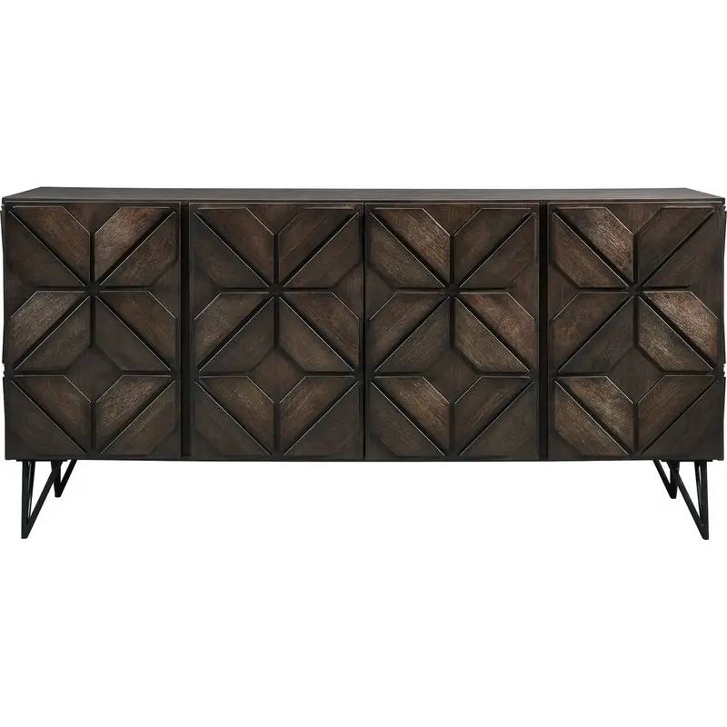 Chasinfield Media Console Tv Stand – Dark Brown Wood Finish 1