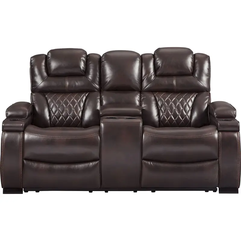 Chocolate Power Reclining Loveseat With Dual Power Headrests 1