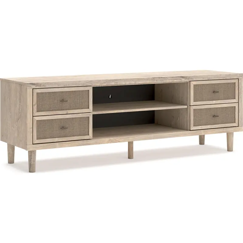 Cielden Two-Tone Tv Stand With Open Shelving And Cabinet Space 1