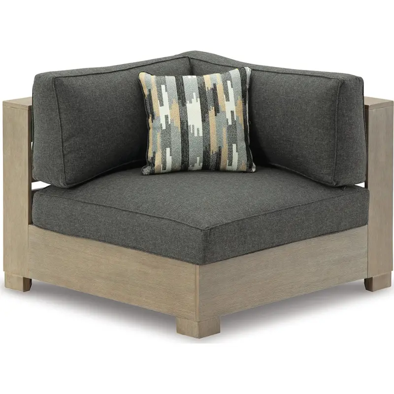 Citrine Park Grey-And-Brown Outdoor Corner Chair With Cushioned Seating 1