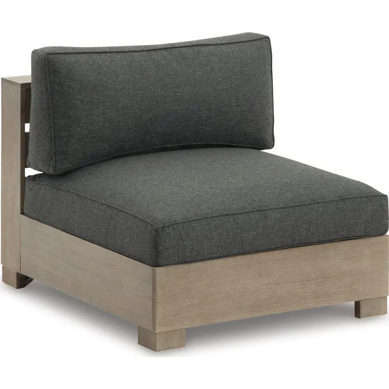 Citrine Park Outdoor Armless Lounge Chair With Weather-Resistant Cushion – Charcoal And Brown Finish 1
