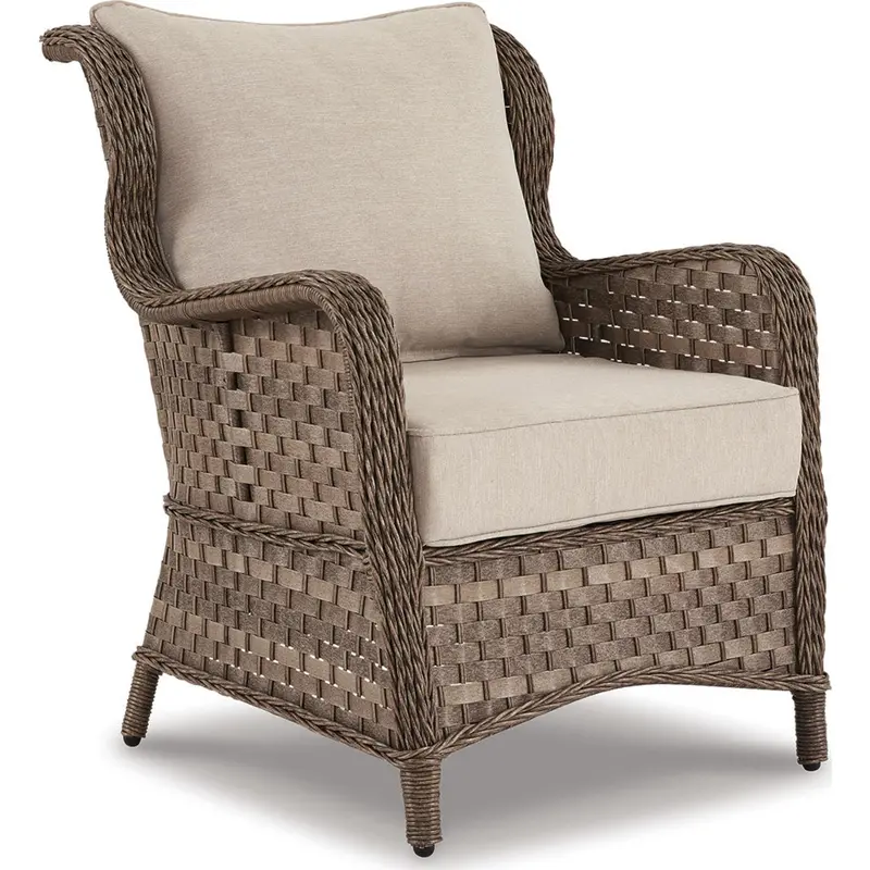 Clear Ridge Outdoor Lounge Chair Set – Two-Piece, Light Brown Wicker With Cushions 1