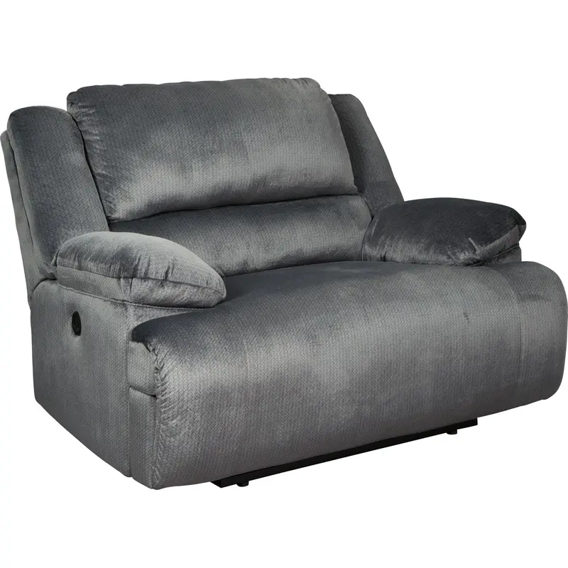 Clonmel Zero-Wall Wide-Seat Recliner – Charcoal Gray Power Reclining Sofa 1