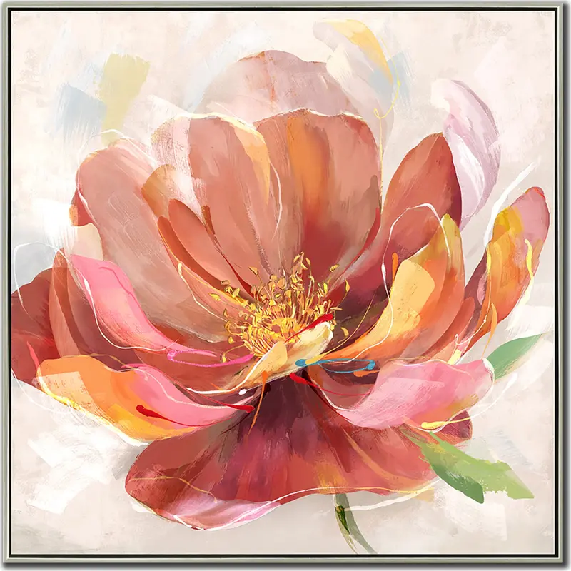 Coral Bloom Ii Square Canvas Decorative Print – 32" X 32" 1